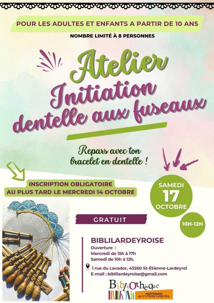 17/10 : Atelier INITIATION À LA DENTELLE
