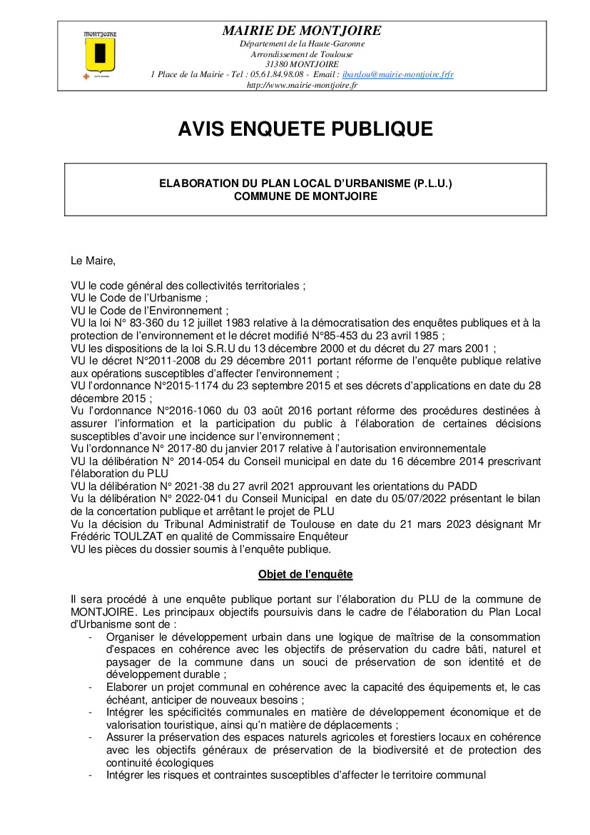 Actualités Avis EnquÊte Publique Actualité Illiwap De Mairie De Montjoire Illiwap® 