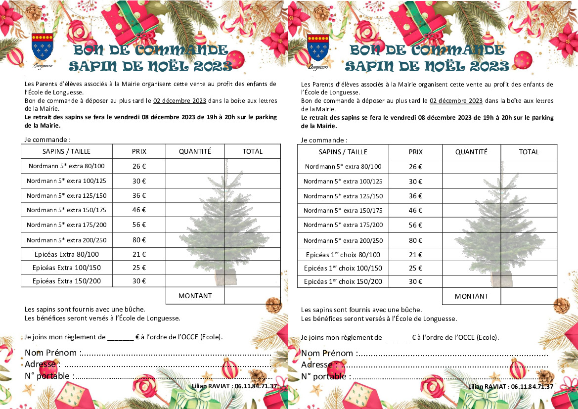 News Bon de commande sapin de Noël 🎄 Mairie de Longuesse illiwap