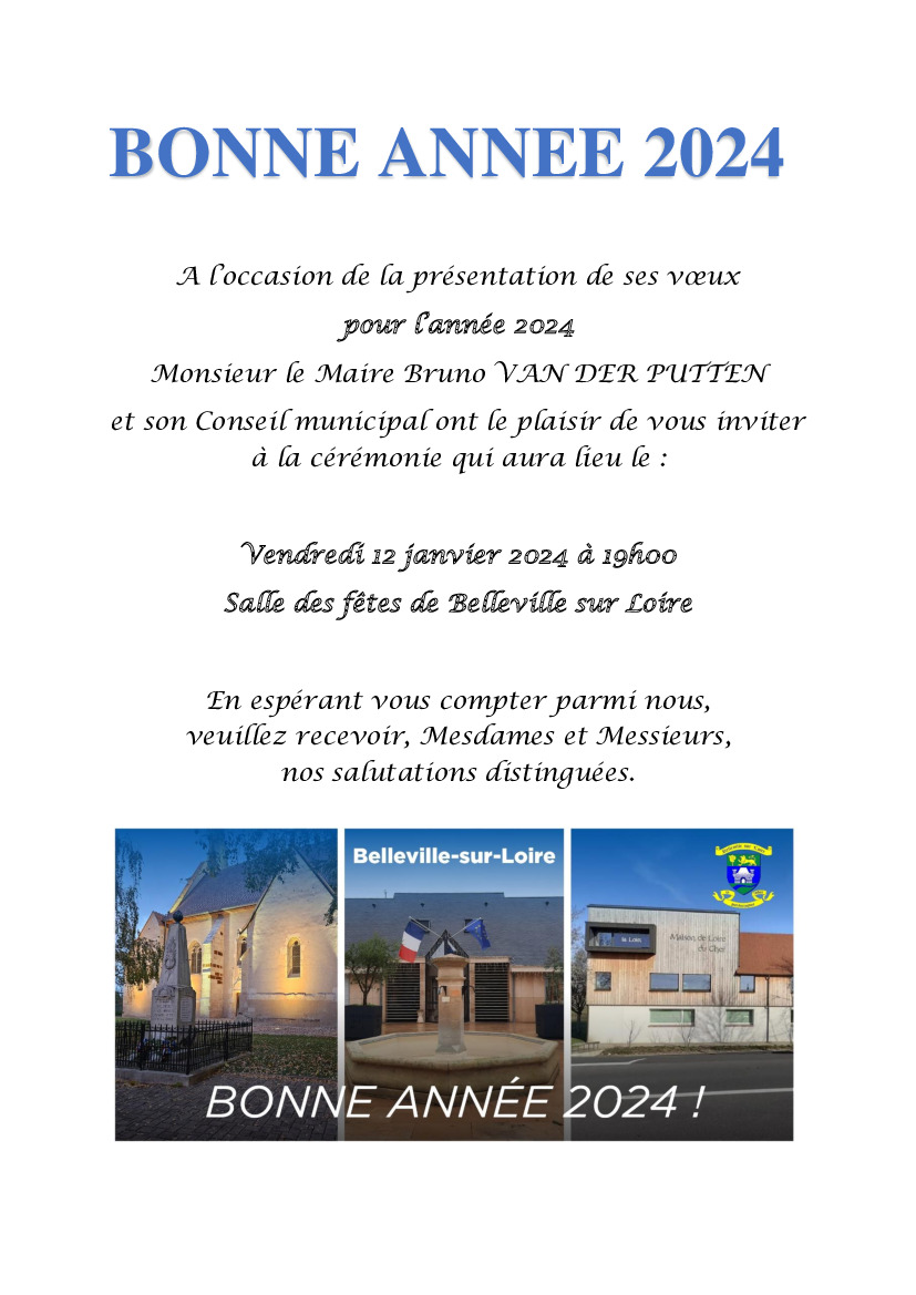 Actualités - Invitation Cérémonie de Vœux 2024 - Actualité illiwap de Mairie  de Belleville-sur-Loire