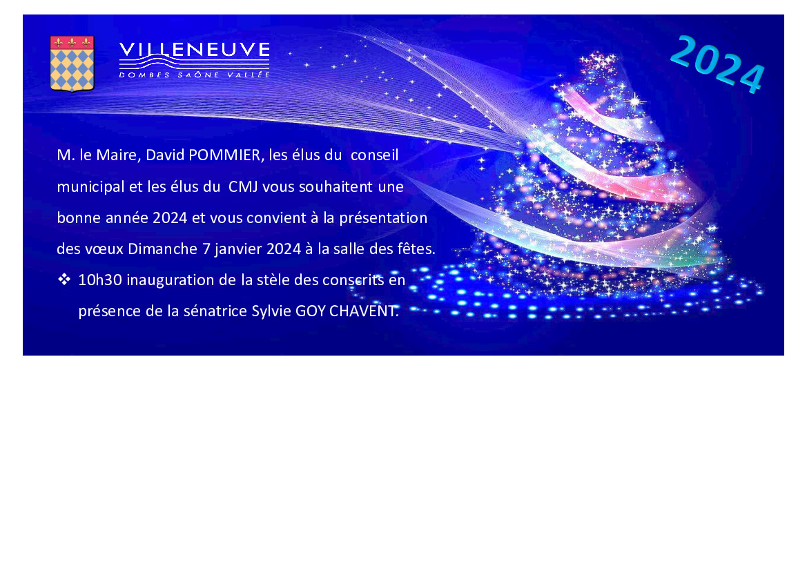 Actualités - INVITATION VŒUX DU MAIRE 2024 - Actualité illiwap de Mairie de  Villeneuve