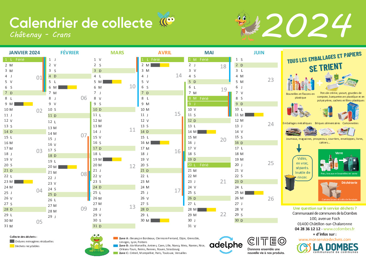 Calendrier de collecte 2024 - Ville de Gagny