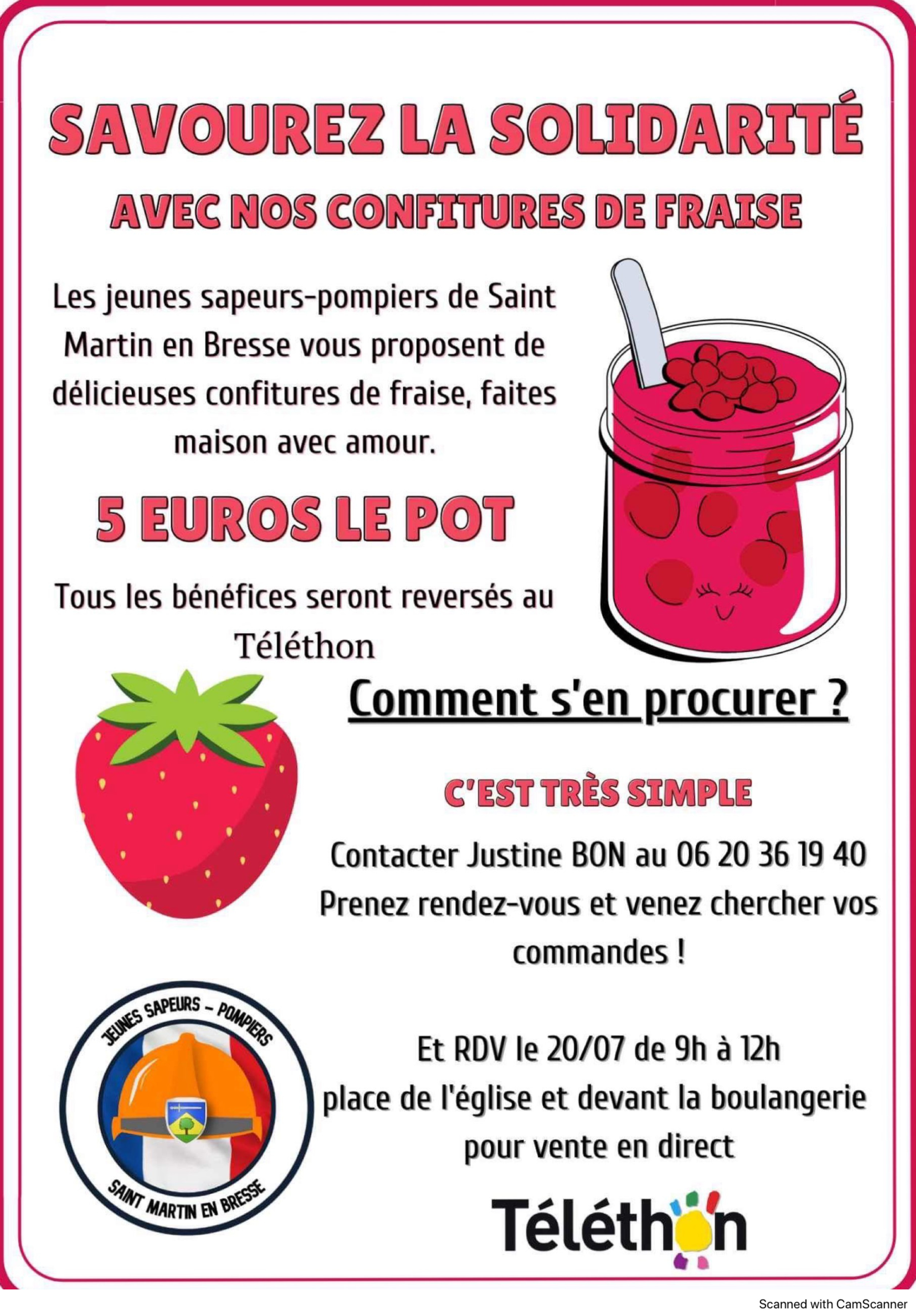 Vente de confiture pour le Téléthon - JSP