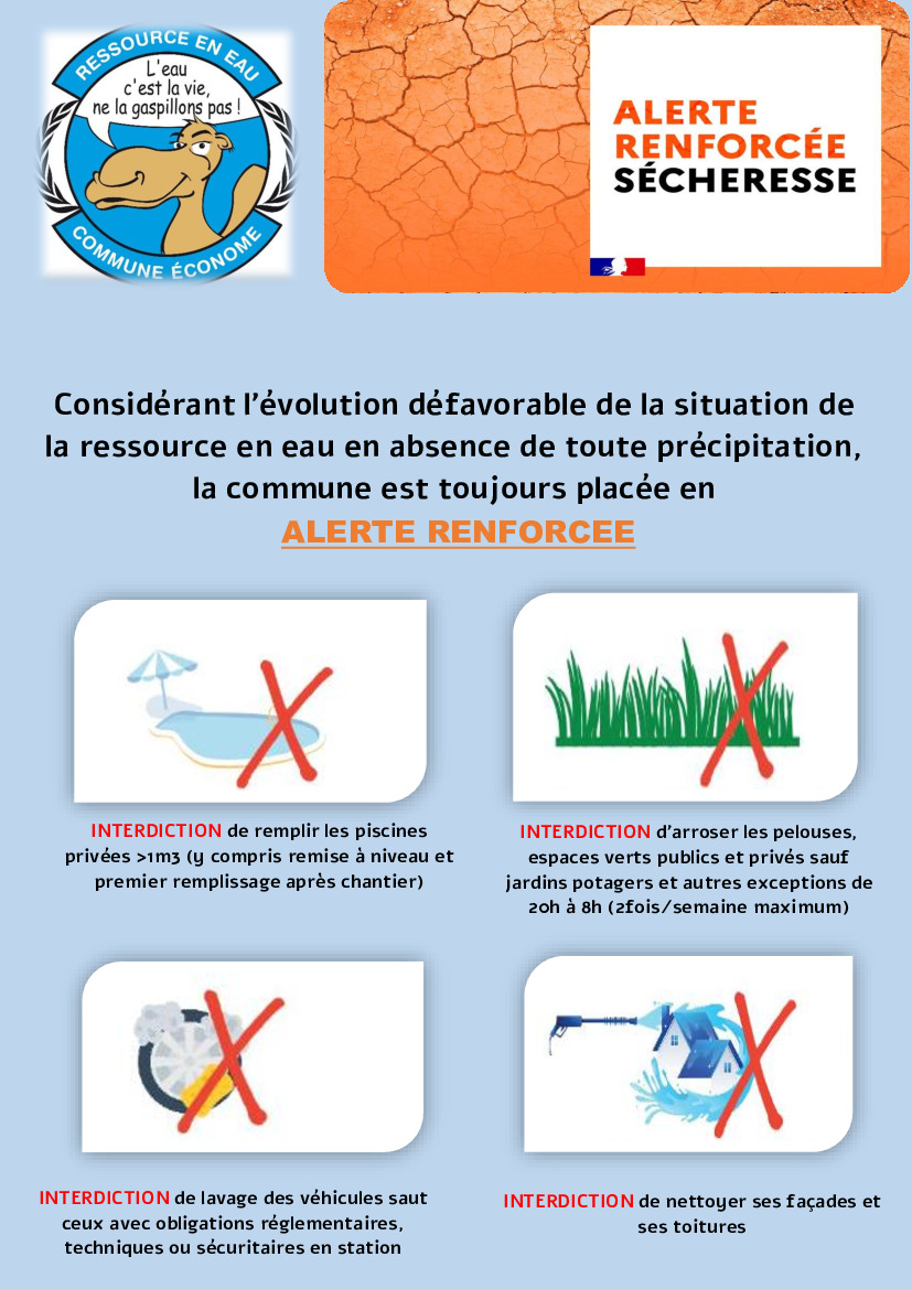 RAPPEL ALERTE SECHERESSE