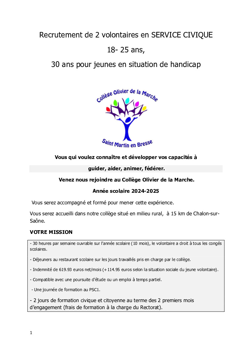 Recrutement SERVICE CIVIQUE (1/1)