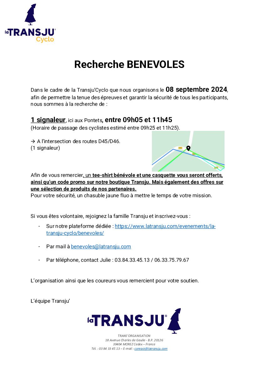 RECHERCHE BENEVOLE TRANSJU CYCLO