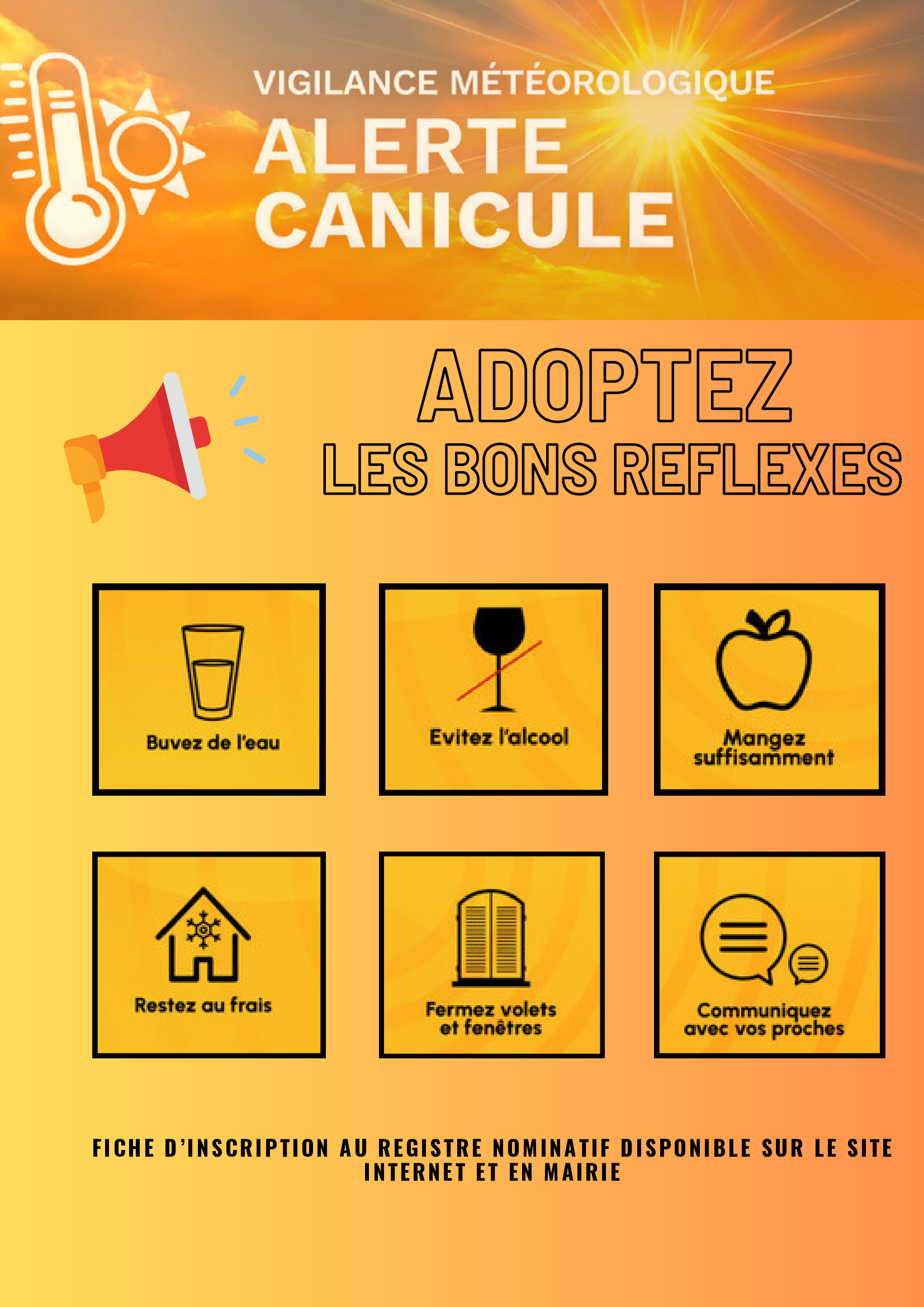 ALERTE VIGILANCE ORANGE CANICULE :  A PARTIR DE 12H00