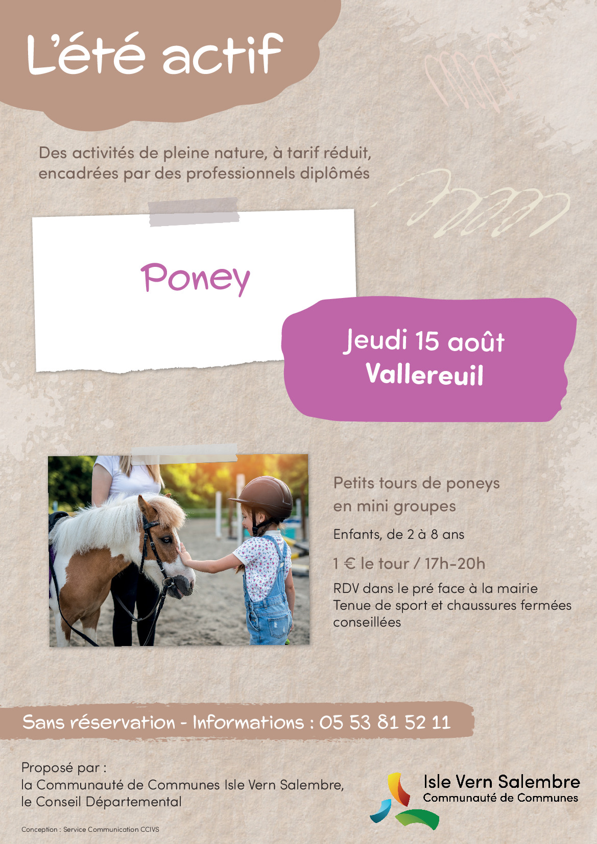 Eté actif - Baptêmes à poney à VALLEREUIL