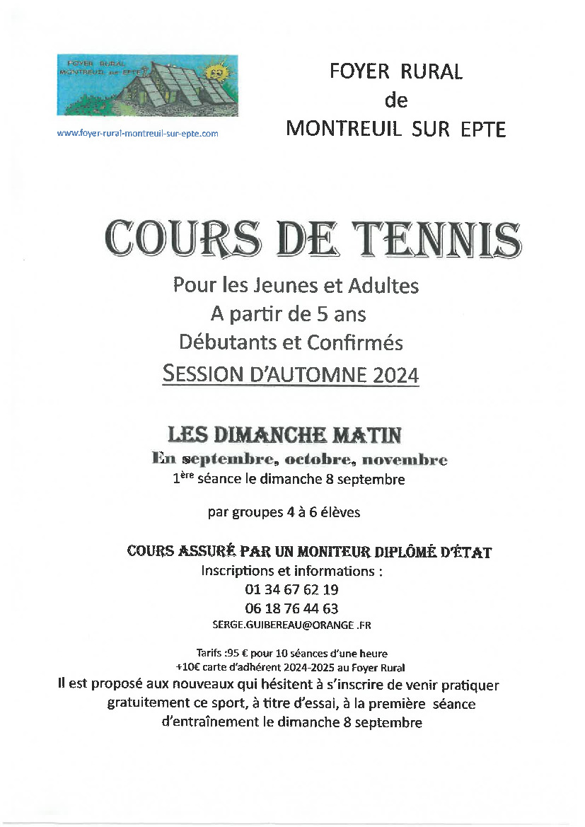 COURS DE TENNIS A MONTREUIL-SUR-EPTE