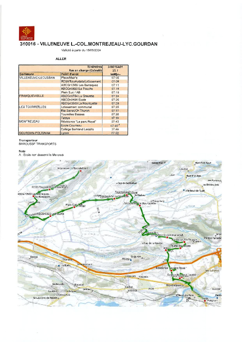 Fiches horaires des transports scolaires 2024-2025