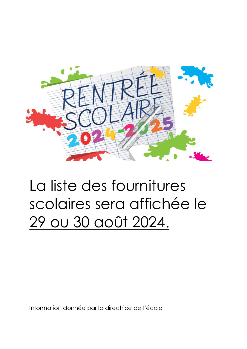 INFORMATION RENTREE SCOLAIRE (1/1)