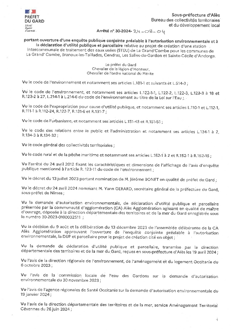 Enquête publique du lundi 9 septembre au mercredi 9 octobre (1/1)