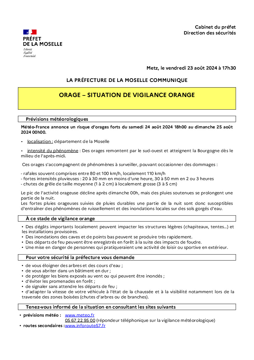 Alerte météo vigilance orange : ORAGES