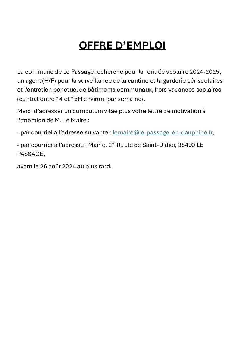 Offre d'emploi de la commune