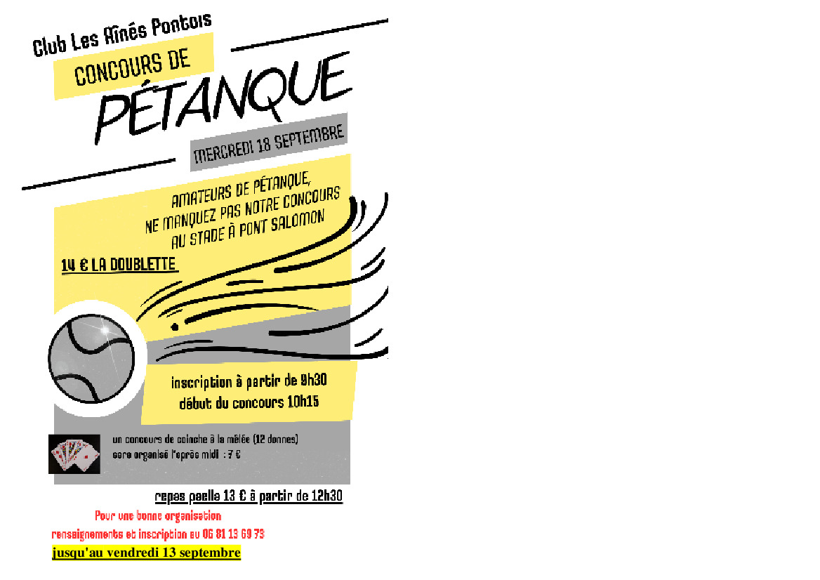 Concours de pétanque, de coinche, et repas paella