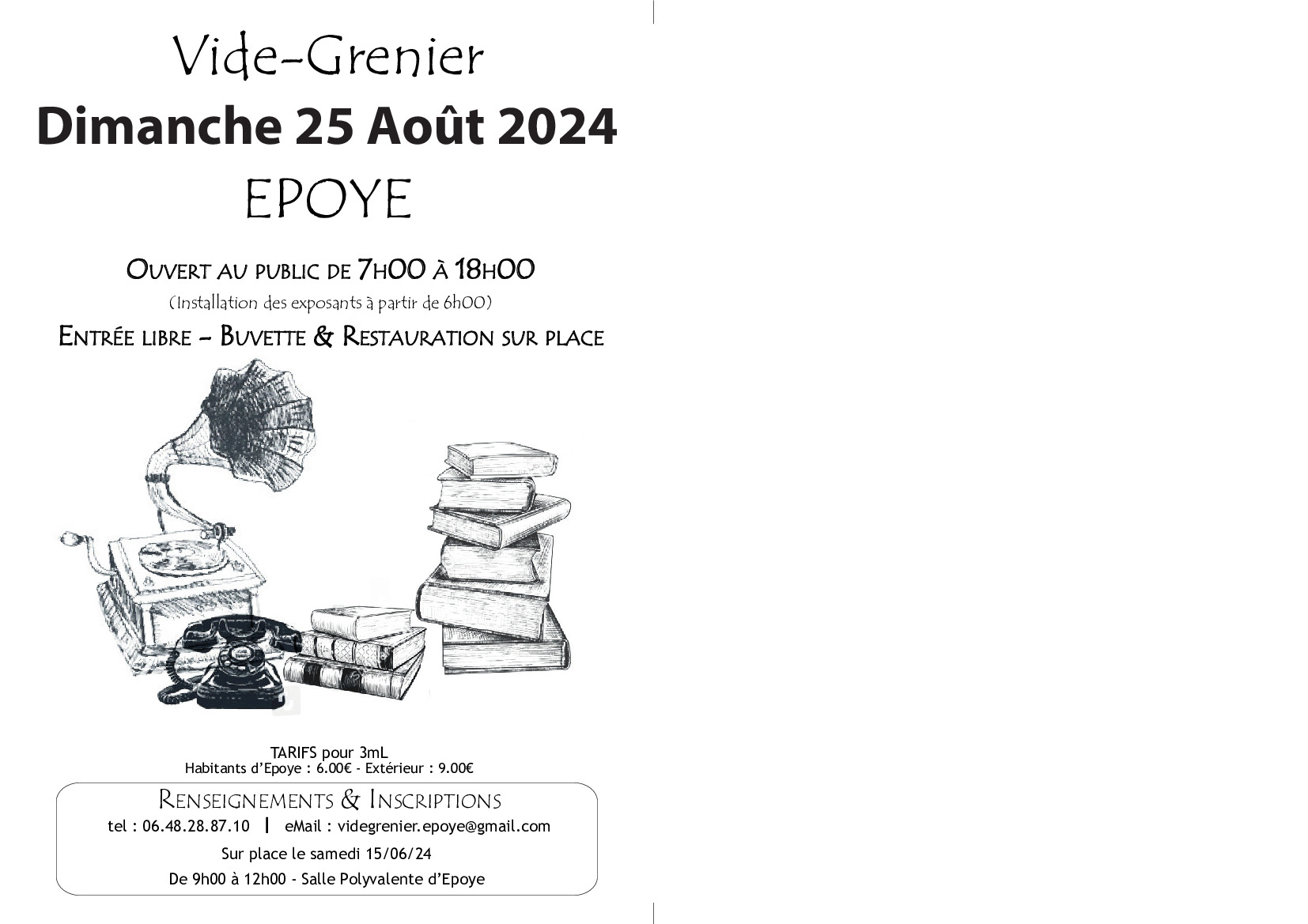 Rappel demain dimanche 25 août : c'est le vide-grenier !