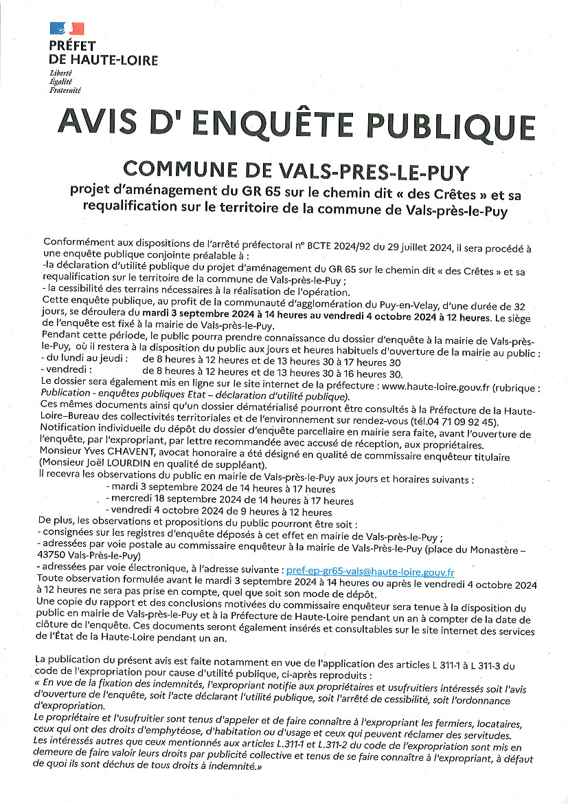 Avis d'enquête publique