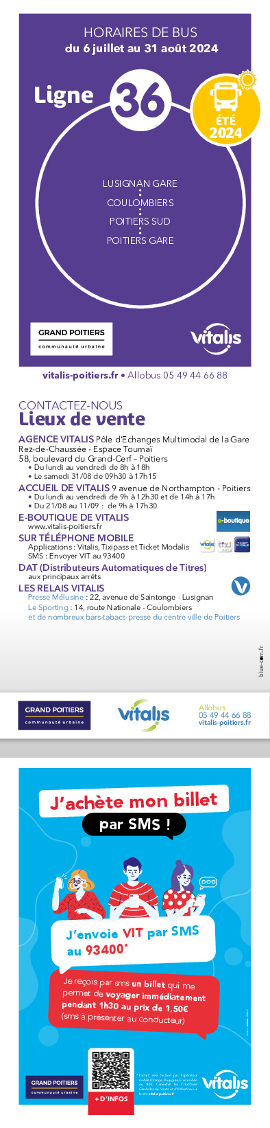 Vitalis - horaires été ligne 36