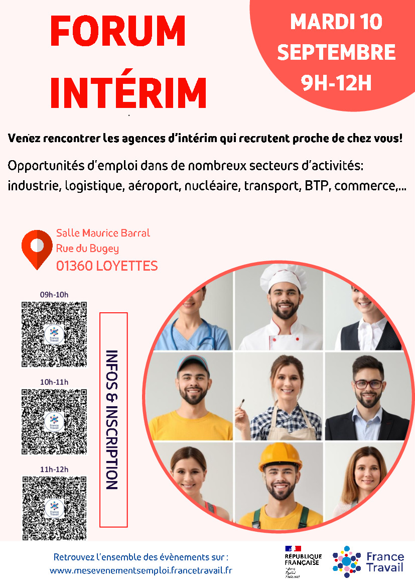 Forum Intérim le 10 septembre LOYETTES