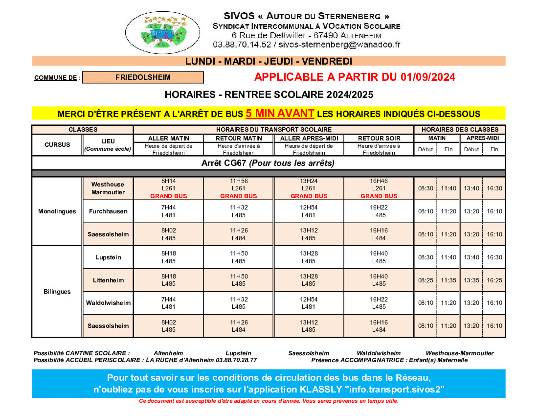 TRANSPORTS SCOLAIRES 2024/2025