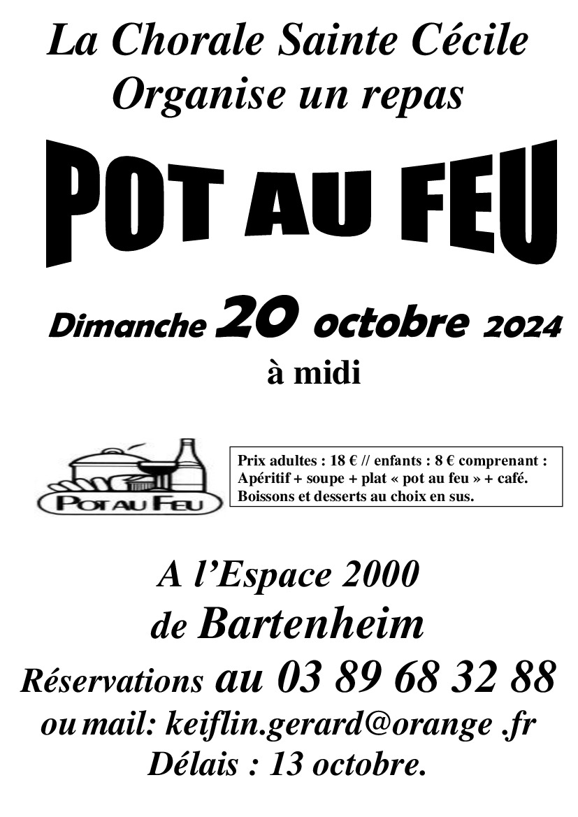 REPAS POT AU FEU - DIMANCHE 20 OCTOBRE 2024