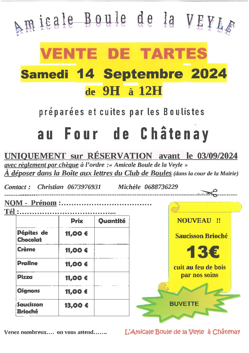 Vente de tartes cuites au four communal de Châtenay