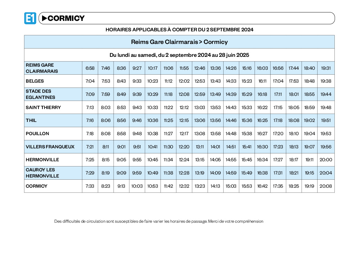 FICHES HORAIRES LIGNES DE BUS