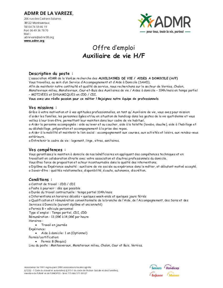 ADMR - RECRUTEMENT