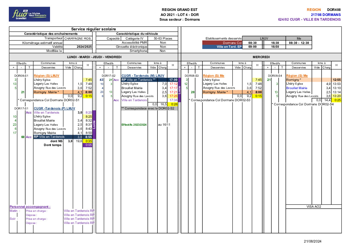 Horaires transports scolaires 2024-2025