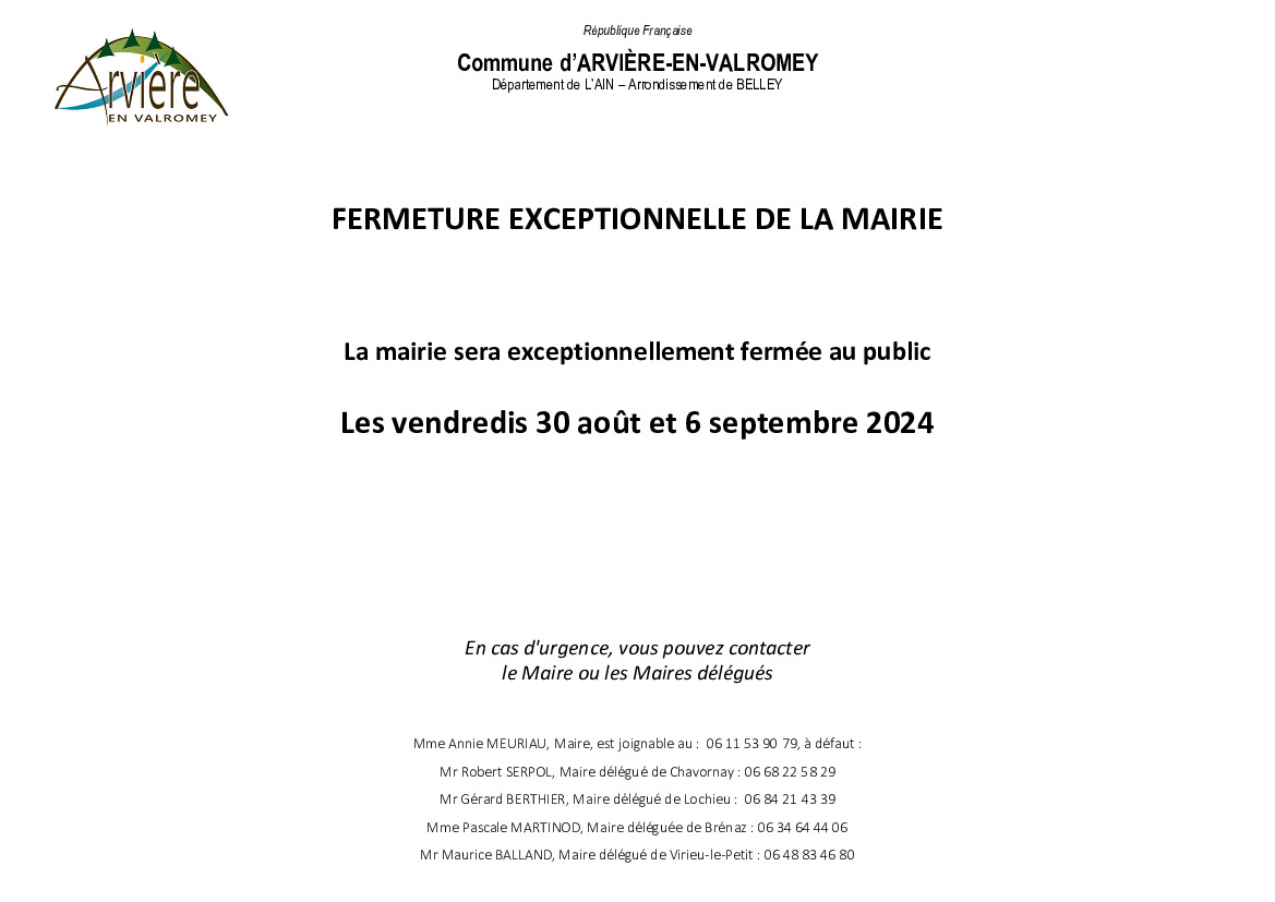 Fermeture de la mairie