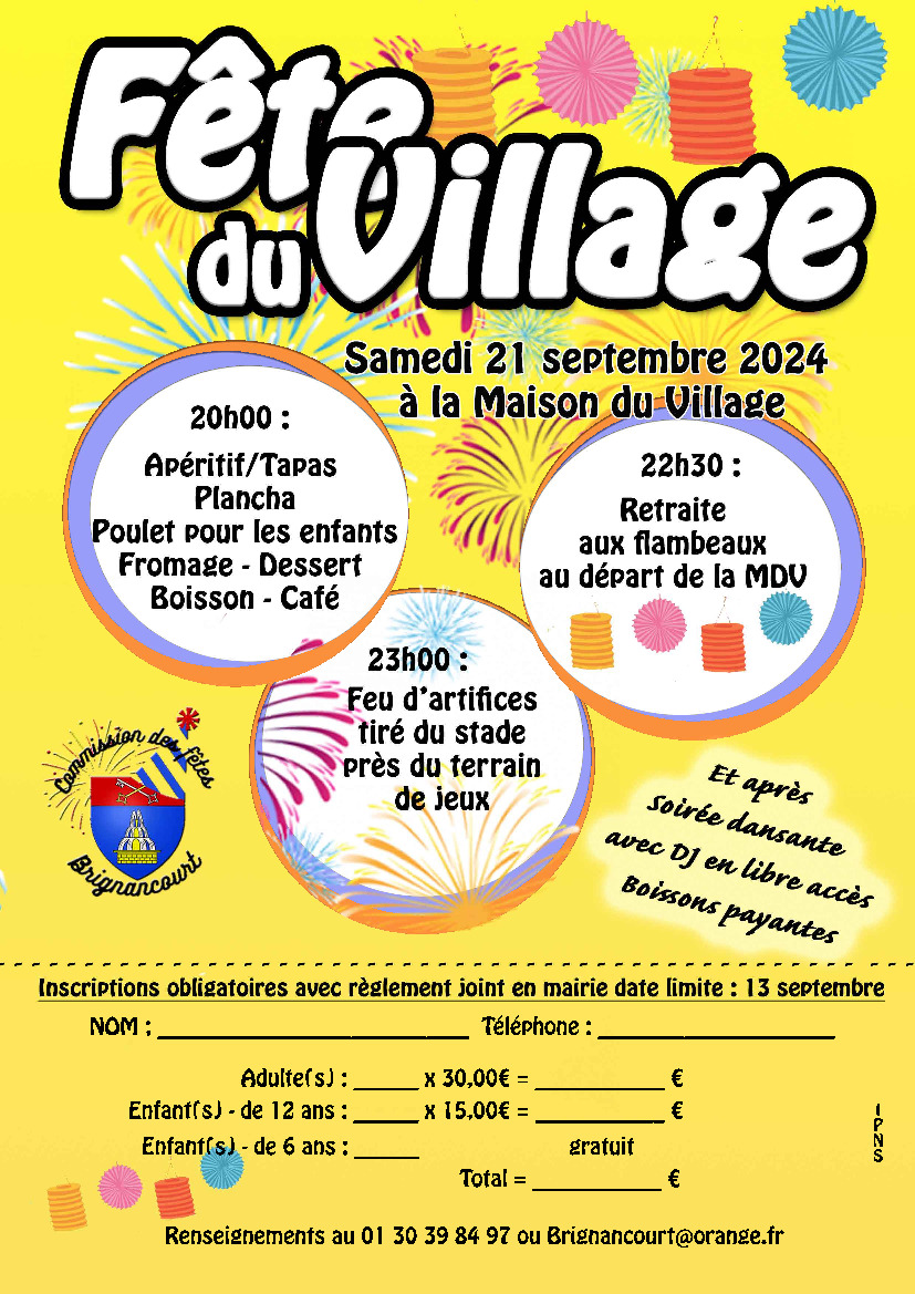 FETE DU VILLAGE SAMEDI 21 SEPTEMBRE 2024