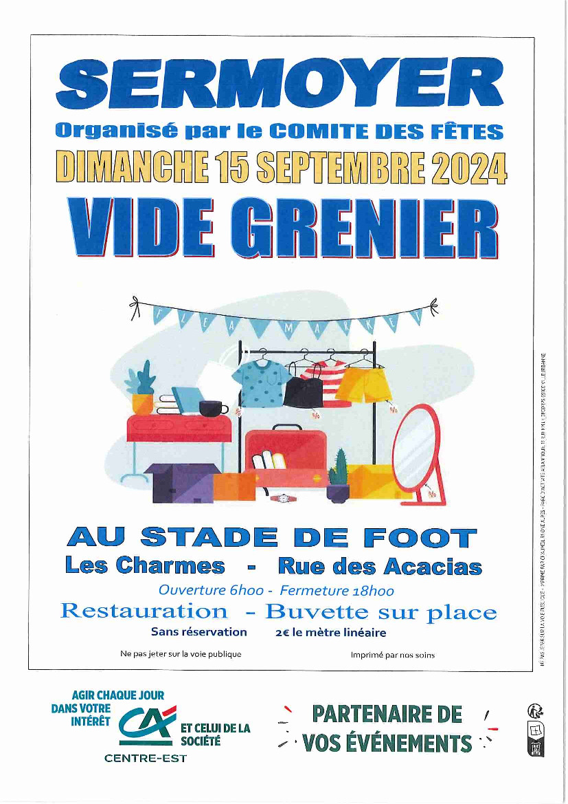 Vide-grenier du comité des fêtes le 15 septembre 2024