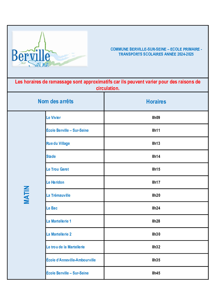 Horaires des cars