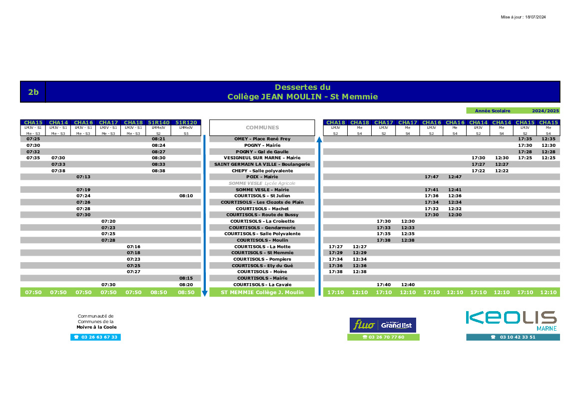 Horaires transports scolaires