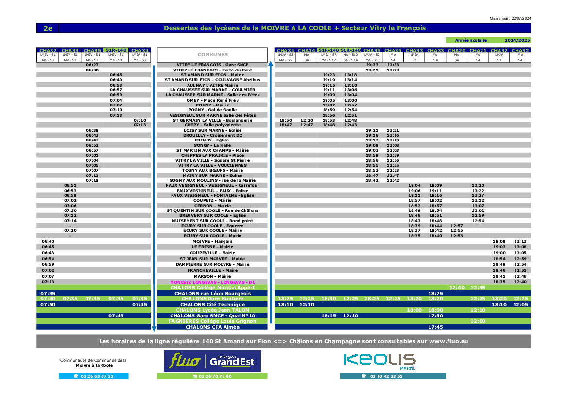 Horaires transports scolaires