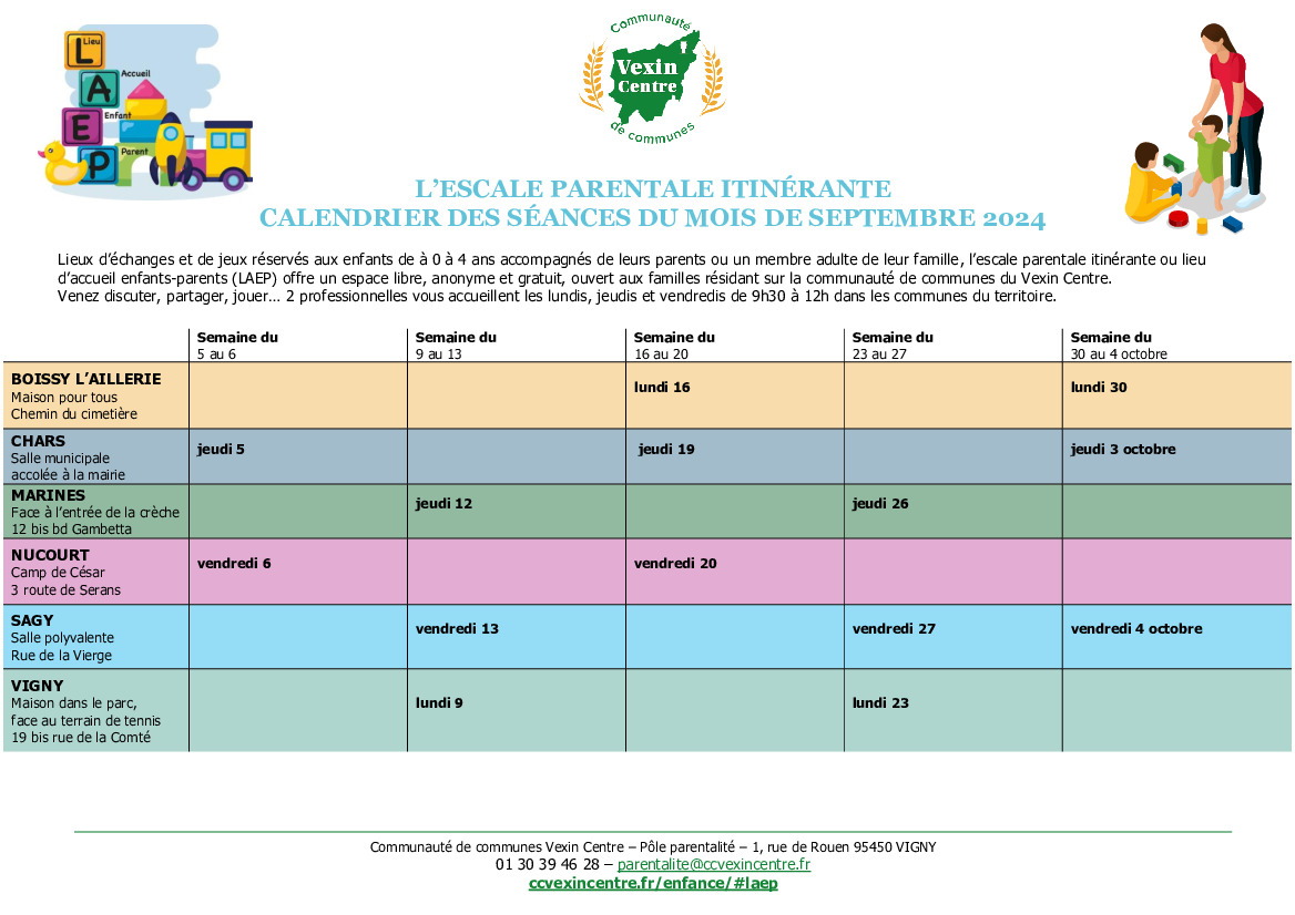 Planning du LAEP pour septembre 2024