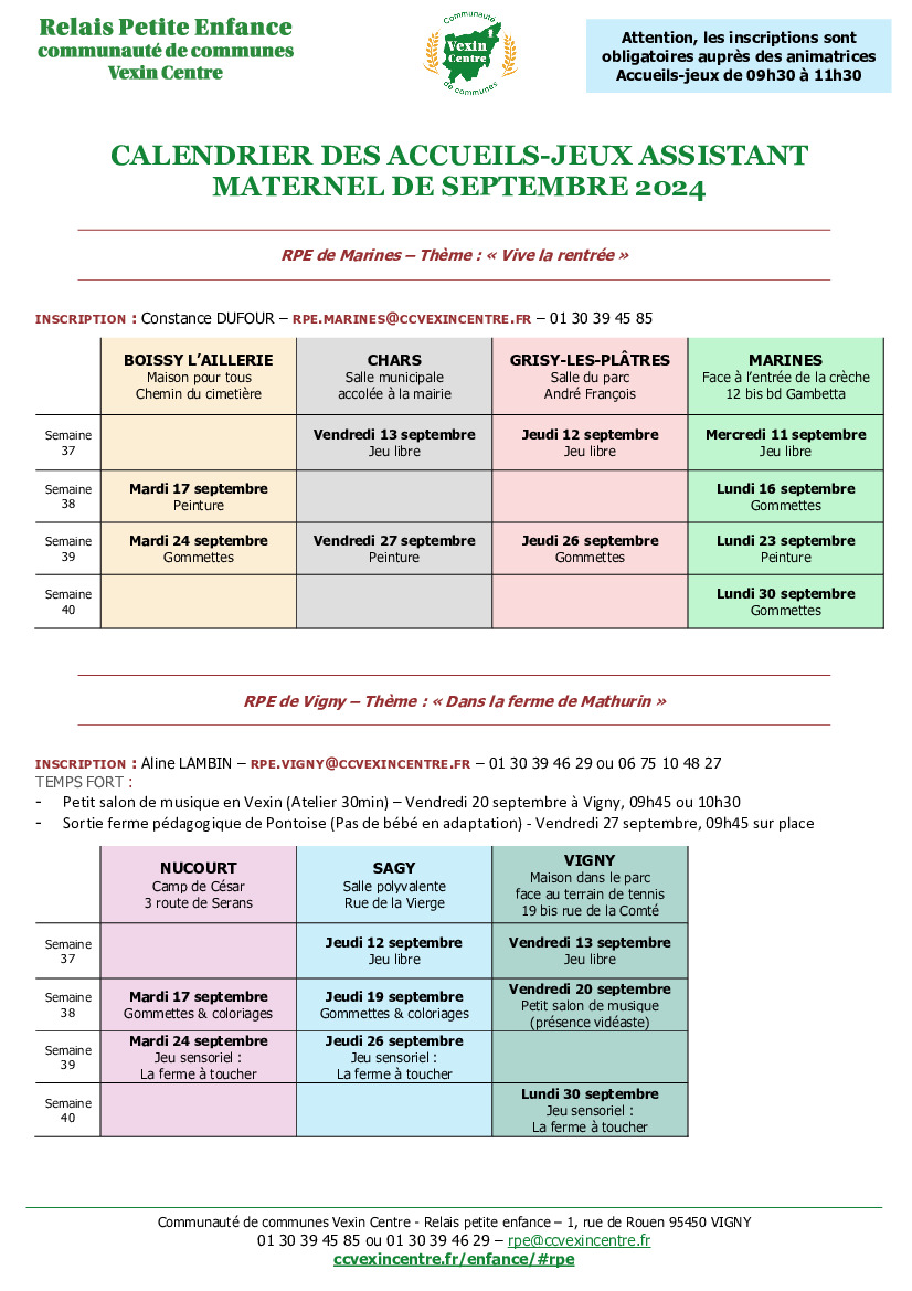 Planning septembre 2024 RPE