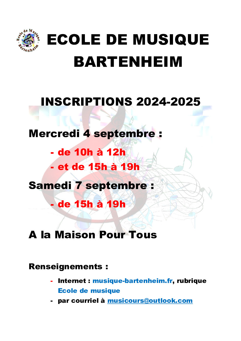 Inscriptions Ecole de Musique