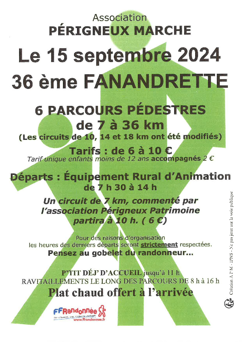 36ème marche de la Fanandrette le 15 septembre 2024