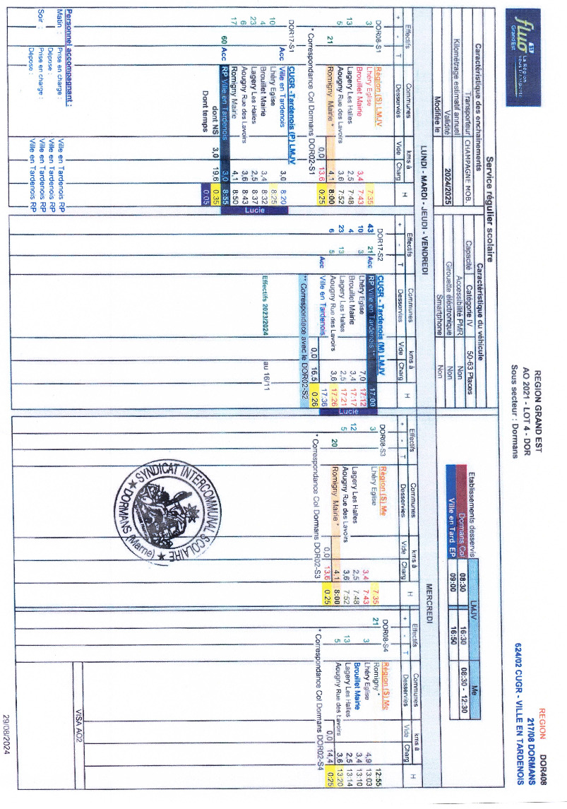 MODIFICATION HORAIRES TRANSPORTS SCOLAIRES