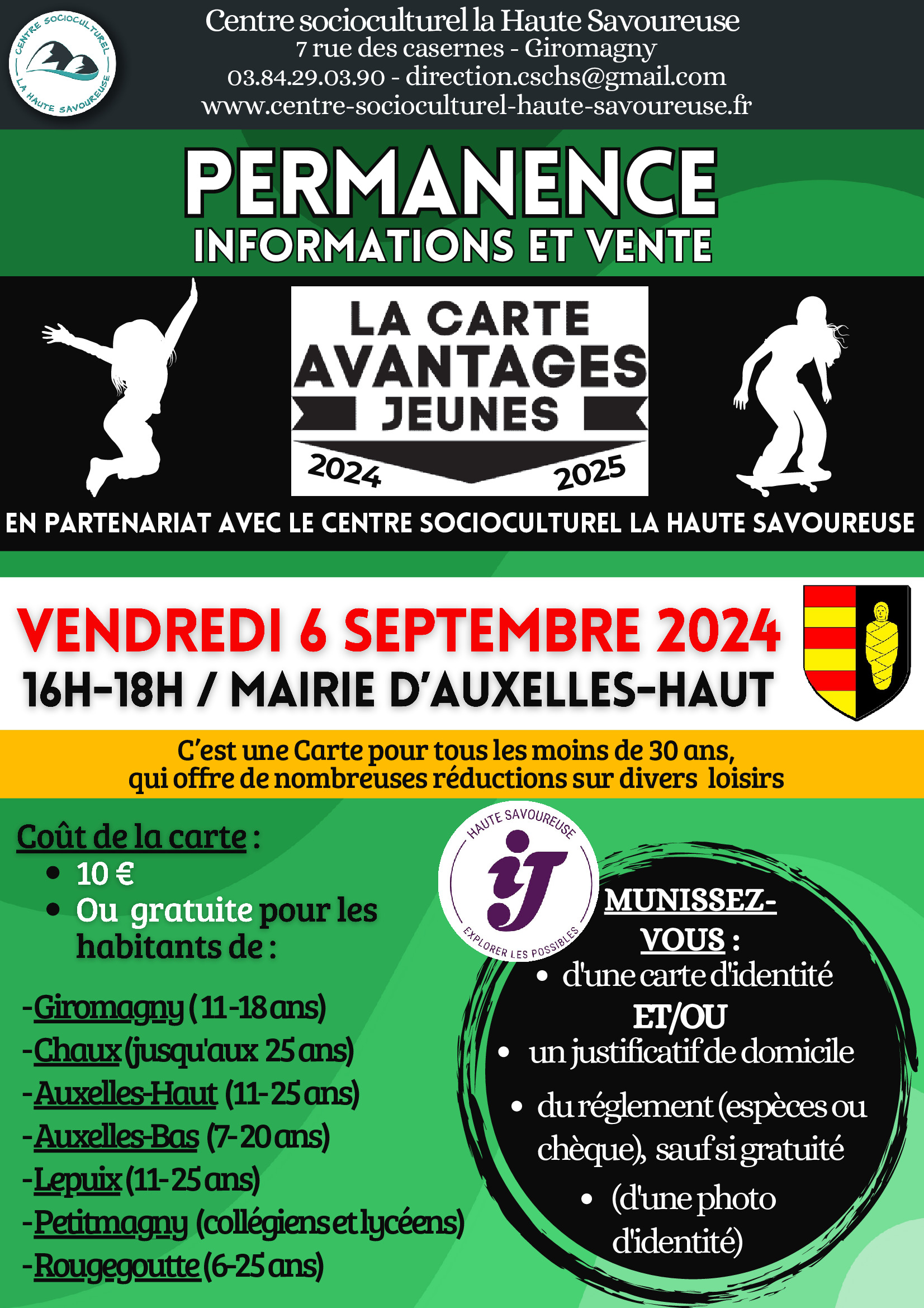 carte avantages jeunes - permanence mairie