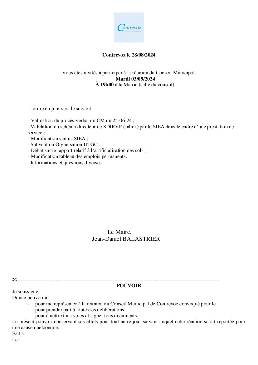 Réunion du Conseil municipal