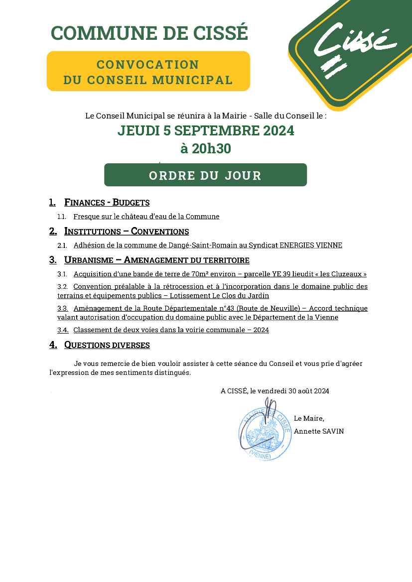 CONSEIL MUNICIPAL - SEPTEMBRE 2024