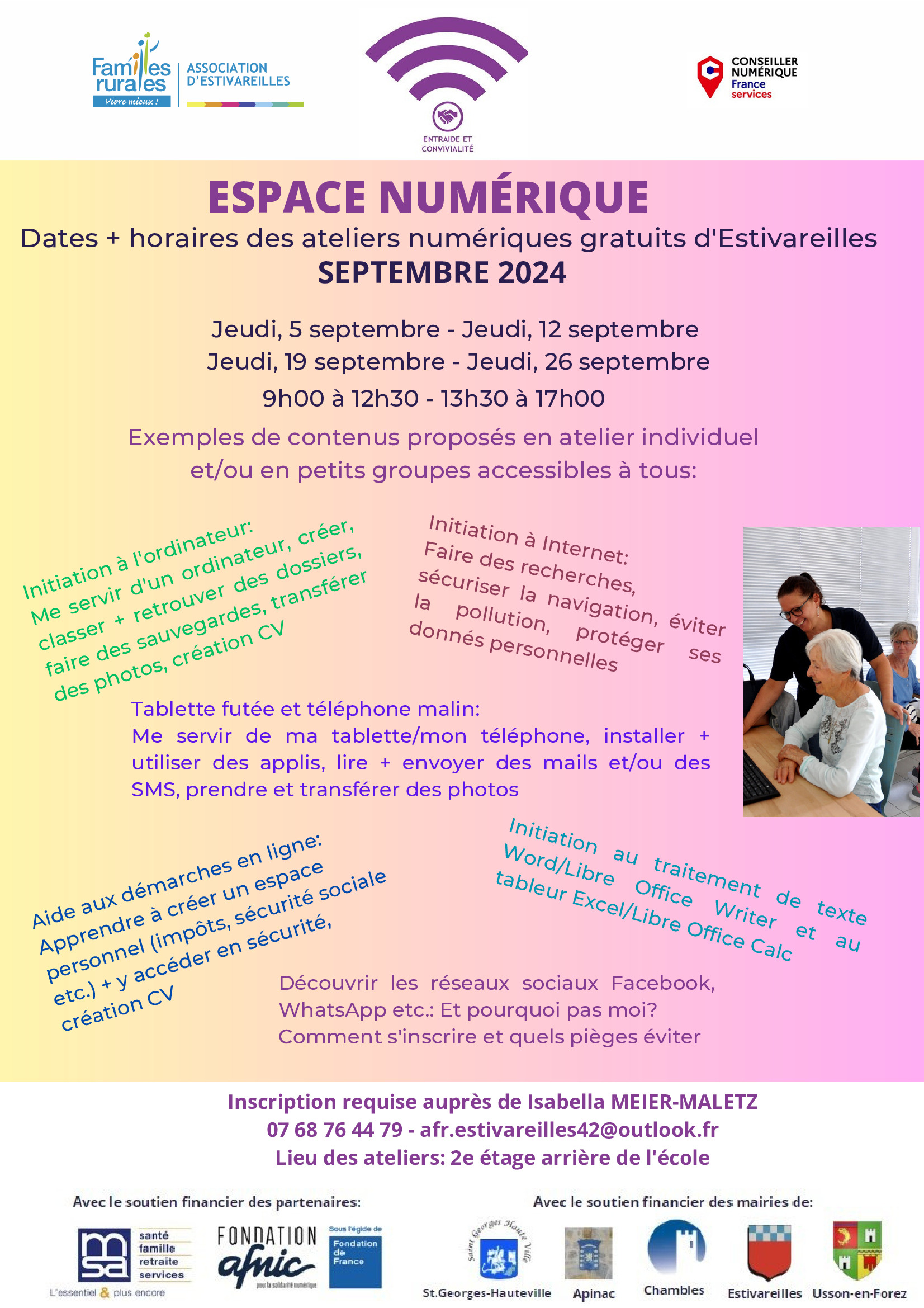 Espace numérique programme de septembre