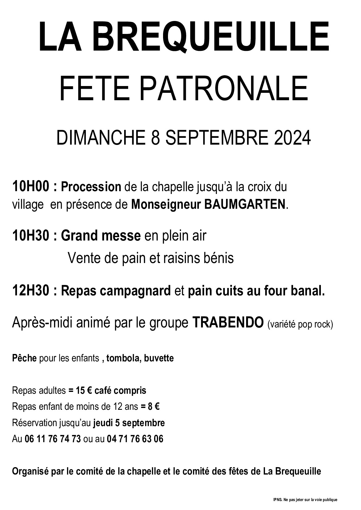 Fête patronale de La Brequeuille dimanche 8 septembre