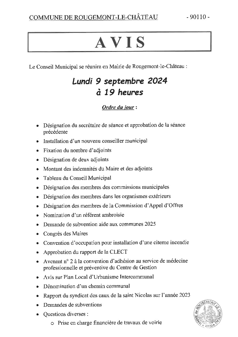 Réunion du conseil municipal