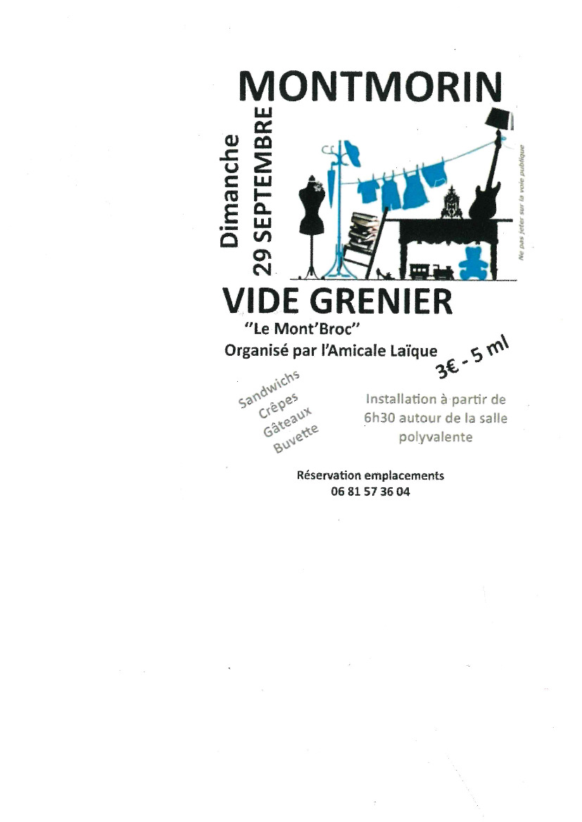 VIDE GRENIER : DIMANCHE 29 SEPTEMBRE