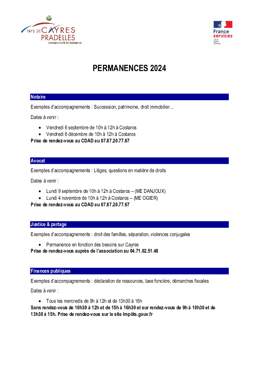 [PERMANENCES NOTAIRES ET AVOCATS A COSTAROS]