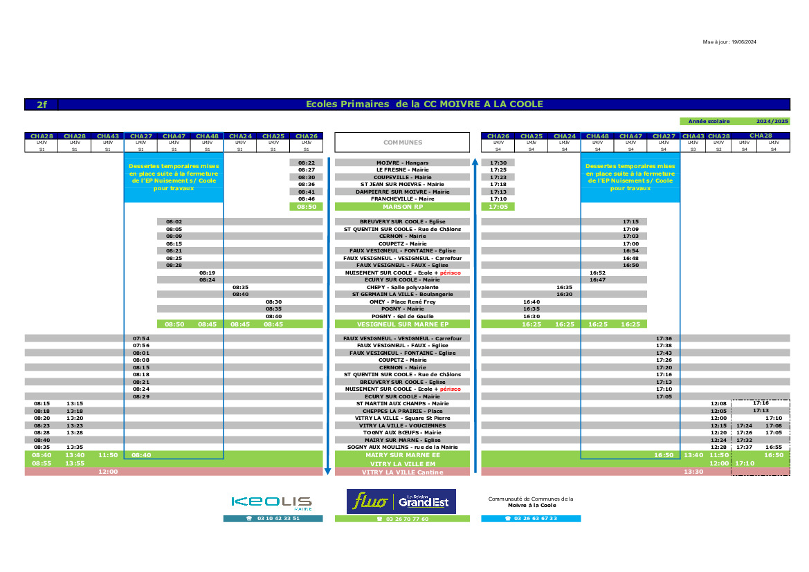 Horaires des transports scolaires