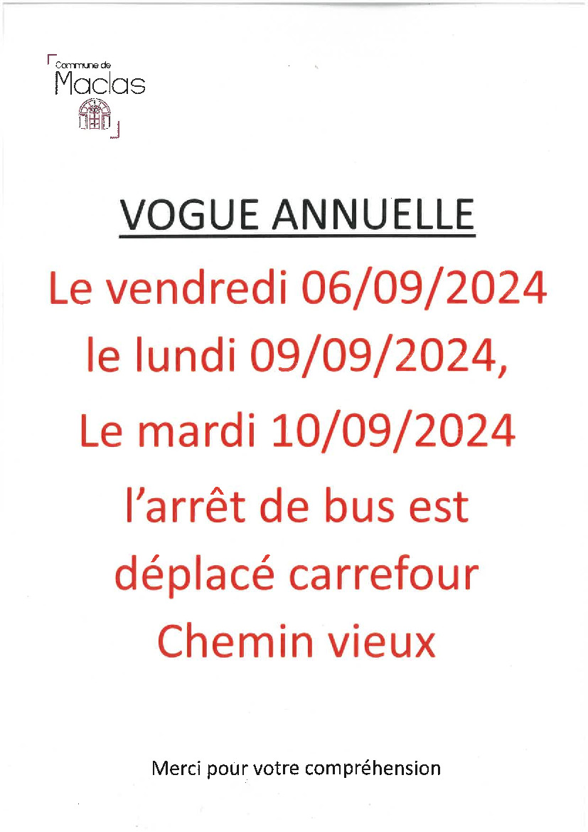 VOGUE : Modification des arrêts de cars